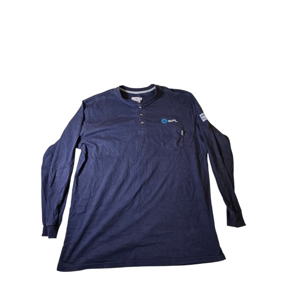 Tyndale FR Other - Tyndale FR Flame Resistant Henley Shirt Mens 2XL Navy Blue Long Sleeve SPL Logo